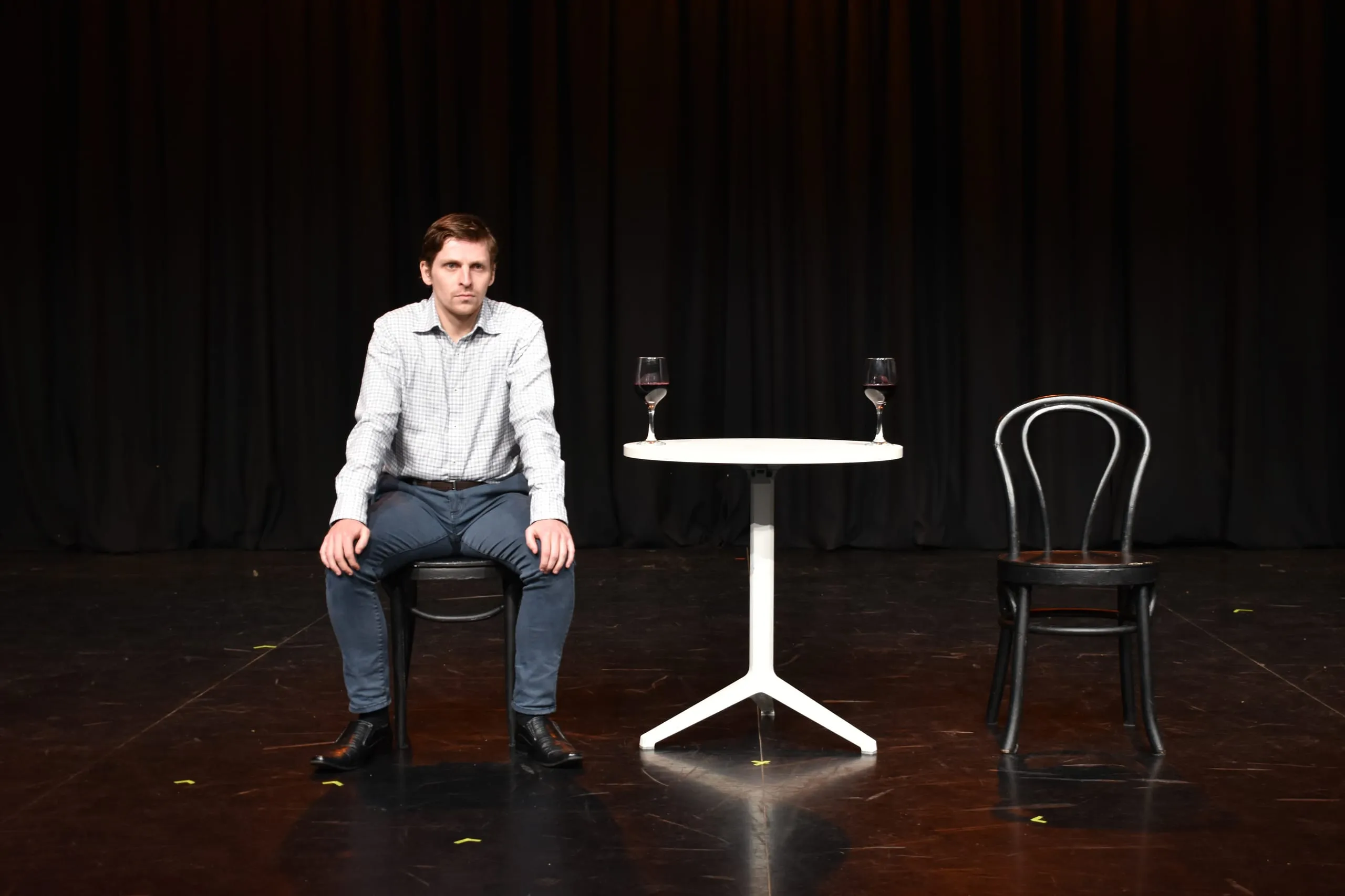 Production photograph from Café Table (3 Conversations) (2022)